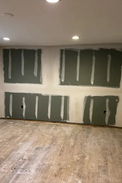 basement drywall mudding and taping detail