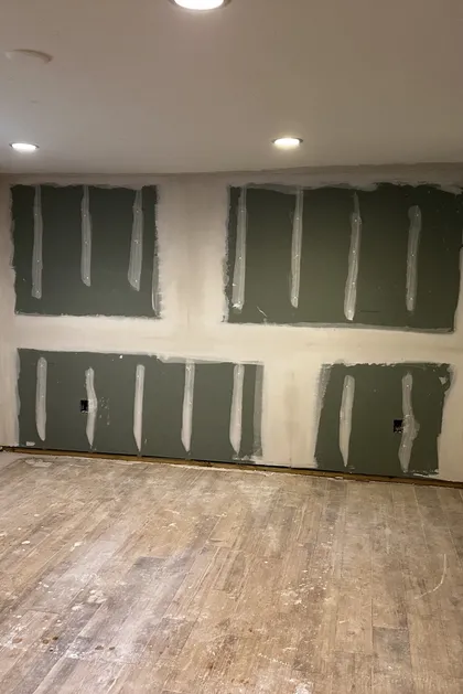 basement drywall mudding and taping detail