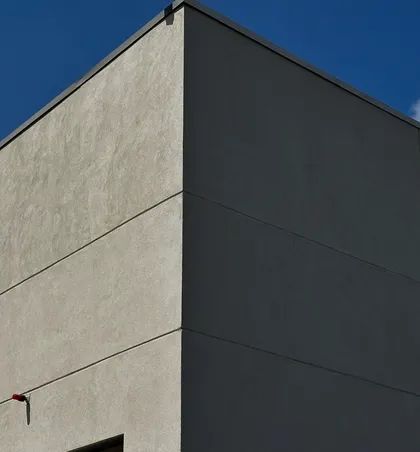 finished exterior stucco on commercial building