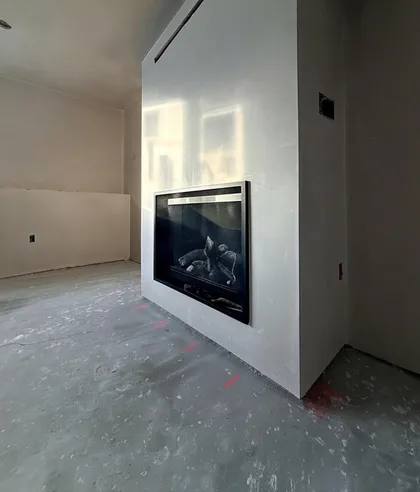 new construction fireplace drywall surround