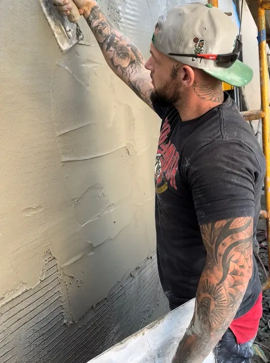 smooth plastered fireplace