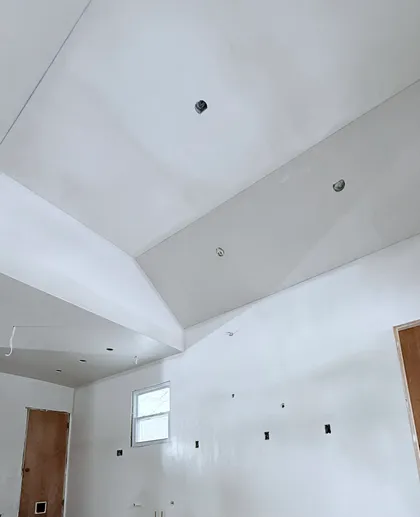 plastered tray ceiling in new construction