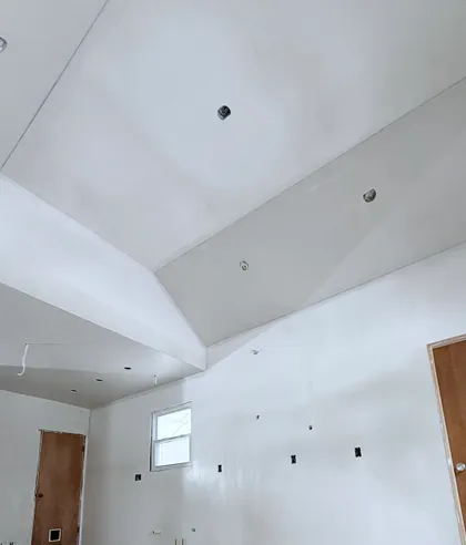 plastered tray ceiling in new construction